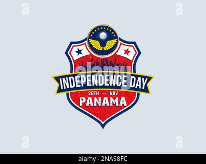 Panama Independence Day. People celebrate the 28th of November. The wings and moon design are on top of the shield. Stock Vector