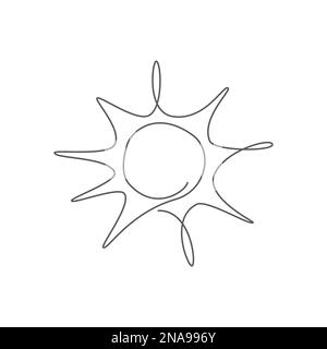 Sun One line drawing on white background Stock Vector