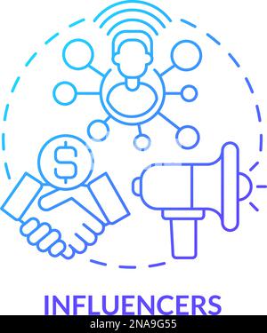 Influencers blue gradient concept icon Stock Vector