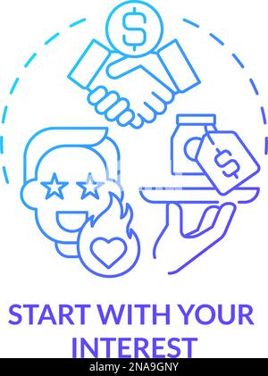 Start with your interest blue gradient concept icon Stock Vector