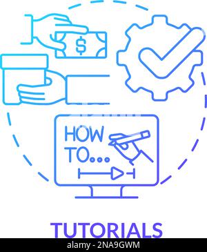 Tutorials blue gradient concept icon Stock Vector