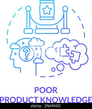 Poor product knowledge blue gradient concept icon Stock Vector