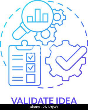 Validate idea blue gradient concept icon Stock Vector