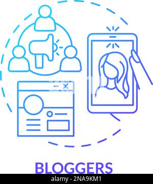 Blogger blue gradient concept icon Stock Vector