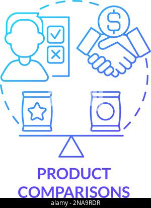 Product comparisons blue gradient concept icon Stock Vector
