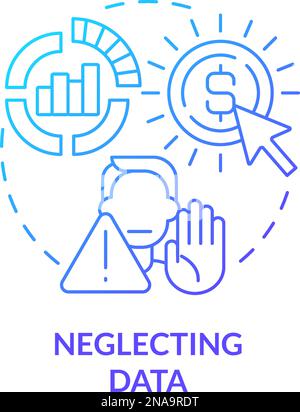 Neglecting data blue gradient concept icon Stock Vector