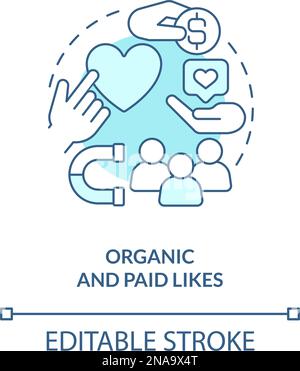 Organic and paid likes turquoise concept icon Stock Vector