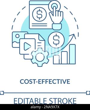 Cost effective turquoise concept icon Stock Vector