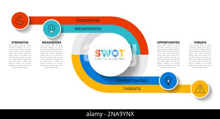 Infographic template with icons and 4 options or steps. SWOT. Can be used for workflow layout, diagram, banner, webdesign. Vector illustration Stock Vector