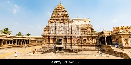 The Dravidian Chola era Airavatesvara Temple Complex in Darasuram, Tamil Nadu, India; Darasuram, Tamil Nadu, India Stock Photo