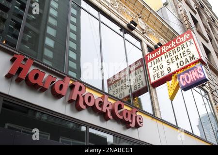 A sign advertises the Jimi Hendrix Signature Series Edition launch