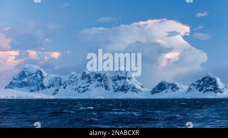 Mountains, ice and snow along the Gerlache Strait in Western Antarctica; Antarctica Stock Photo