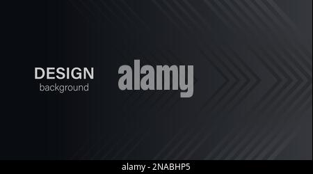 Black abstract vector background. Minimal dark backdrop with chevron lines. Facebook cover, header, web banner, presentations Stock Vector