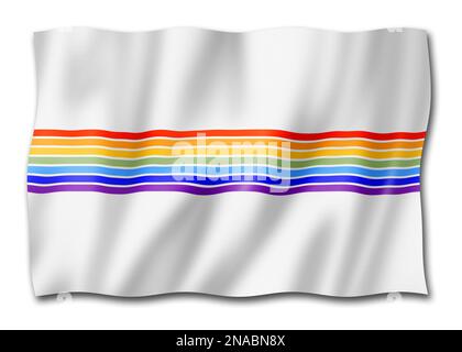 Jewish Autonomous Oblast flag, Russia waving banner collection. 3D illustration Stock Photo