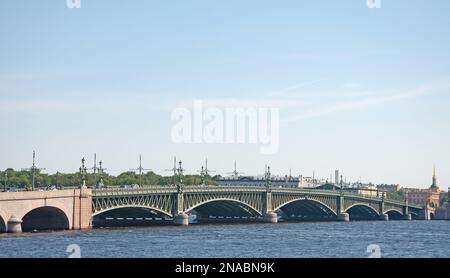 View of the Troitsky bridge on the Neva river in St. Petersburg Stock Photo