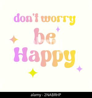Be happy text pastel gradient color Groovy style Stock Vector