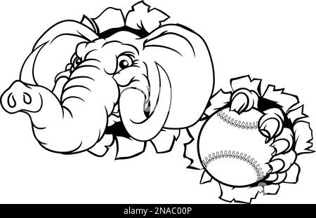 Elephant Baseball Ball Sports Animal Mascot Stock Vector