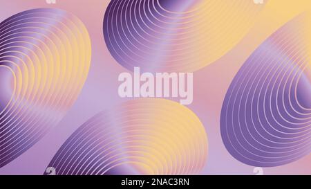 Retro geometric rounded shape with orange purple color gradient. Abstract background design template Stock Vector
