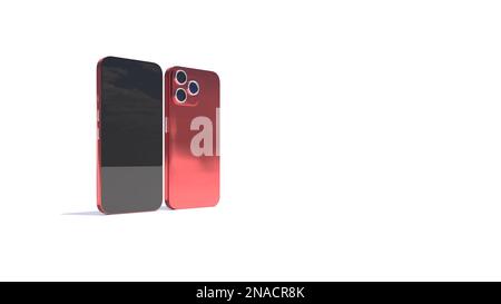 3D render - two modern smartphones on a white isolated background. Stock Photo