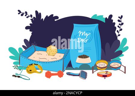 Dog care object set items and stuff Royalty Free Vector