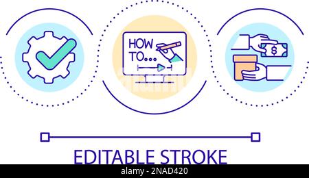 Online instruction loop concept icon Stock Vector