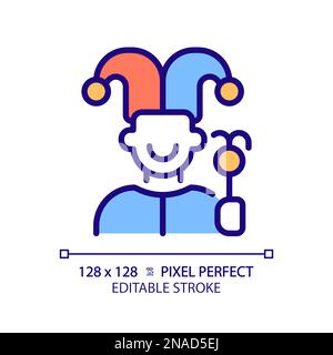 Jester pixel perfect RGB color icon Stock Vector