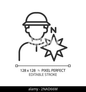 Explorer pixel perfect linear icon Stock Vector