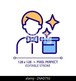 Magician pixel perfect RGB color icon Stock Vector