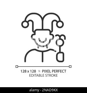 Jester pixel perfect linear icon Stock Vector