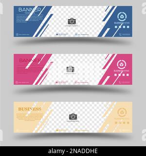 A collection of banners for web design, business, finance and advertising, booklets and brochures. Horizontal layout layout with a changing format and Stock Vector