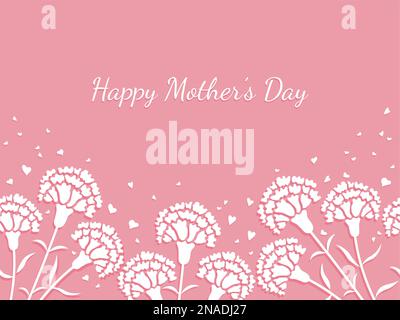 Seamless Vector Carnation Background Illustration With Text Space For Mother’s Day, Valentine’s Day, Bridal, Etc. Horizontally Repeatable. Stock Vector