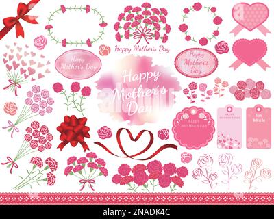 Vector Mother’s Day Design Element Set Isolated On A White Background. Stock Vector