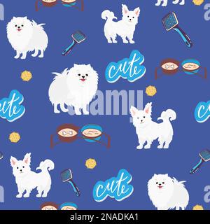 texture seamless cute puppy lapdog white textile for children Stock Vector