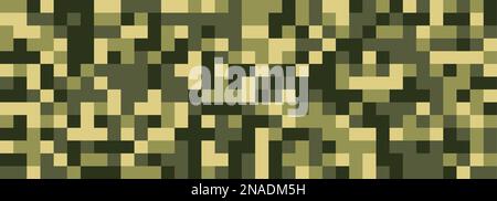 Digital camouflage in green tones. Seamless vector pattern. Pixel grid for military themes and creative ideas Stock Vector