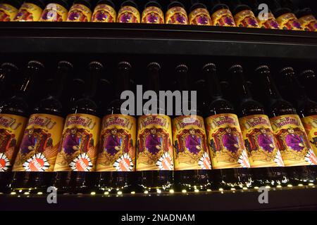Lviv, Ukraine. 21st Dec, 2022. Beer bottles with images of former German Chancellor Angela Merkel seen at a shop shelf in Lviv. (Photo by Pavlo Palamarchuk/SOPA Images/Sipa USA) Credit: Sipa USA/Alamy Live News Stock Photo