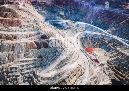 Aerial view of Santa Rita strip copper mine near Silver City, NM Stock Photo