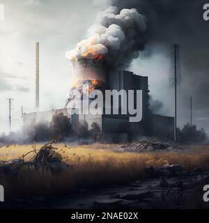 chernobyl city, fire, bomb, nuclear Stock Photo