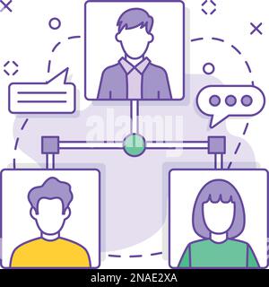 Tech people conference vector design, business corporation Joint partnerships Sales and Marketing management Remote Team Management Concept Stock Vector