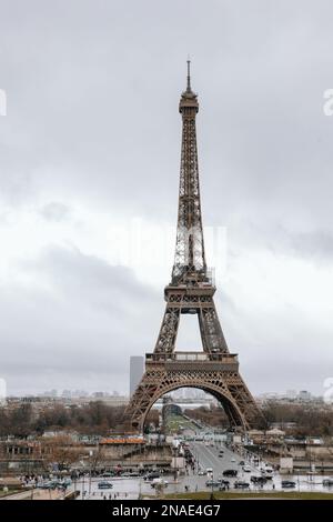 Full view of the Eiffel Tower and the Paris skyline Stock Photo