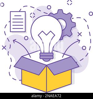 Bulb with Cardboard vector design, business corporation Joint partnerships Sale and Marketing management Out-of-the-Box Inbound Marketing Idea Concept Stock Vector