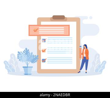 Online education illustration. Students having video call with teacher. People learning online and solving educational test or exam. Distance learning Stock Vector