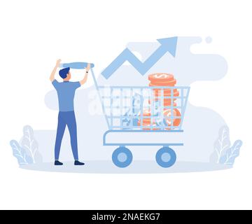 Public finance illustration. Central bank conduct monetary or fiscal policy to control interest rate and reduce inflation. Characters integrating with Stock Vector