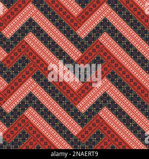 Seamless pattern in Ukrainian style. Ukrainian ornament embroidery. Cross stitch, patchwork. Kitsugi pattern. Stock Vector