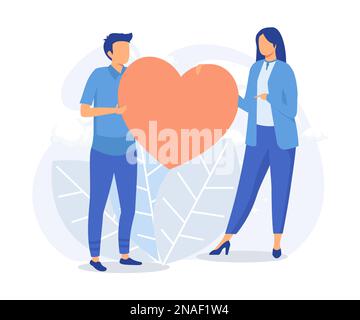 Donation illustration. Volunteers collecting and packing used clothes in boxes for charity. Flat vector modern illustration Stock Vector