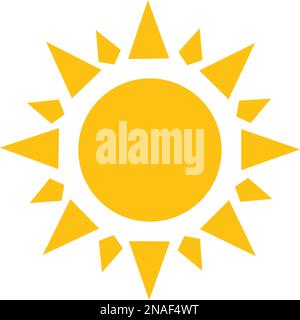 Sun vector icon yellow. Sun shine ray. Sunshine and sunlight sign. Sunset icon. Abstract art. Stock Vector