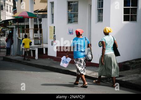 Scene from a small fishing village of Gouyave in Grenada; Gouyave, Grenada, West Indies Stock Photo