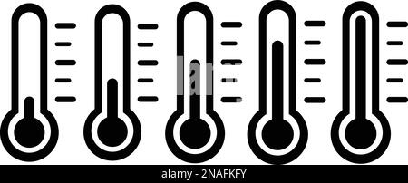 Set Thermometer Warm cold Symbol. Group Weather instrument Sign. Collection Temperature measurement equipment icon. Temperature Scale Symbol. single Stock Vector