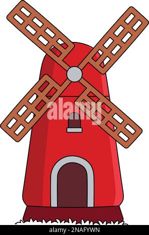 Spring Windmill Cartoon Colored Clipart  Stock Vector