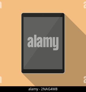 Black tablet in a flat design with long shadow Stock Vector