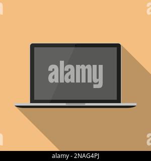 Laptop in a flat design with long shadow Stock Vector